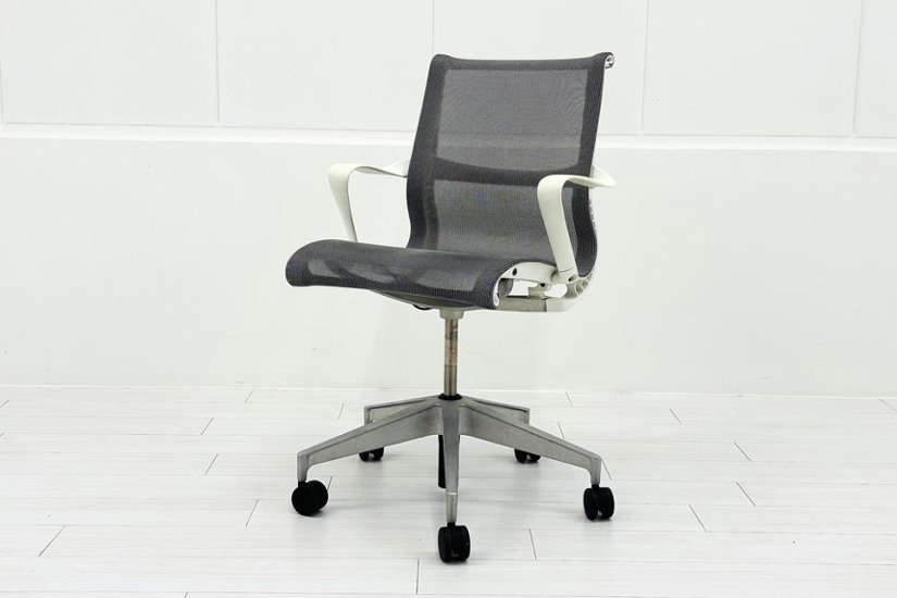 Herman Miller Setu Chair ハーマンミラー セトゥーチェア 中古 マルチパーパスチェア 肘付 ５本脚タイプ リボンアーム グレー画像