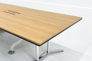 【ポリッシュ脚ピカピカ磨き有！】オカムラ ラティオ 中古 幅4000 大型会議テーブル ミーティングテーブル 会議机 RATIO 中古オフィス家具 4000/1200/720画像