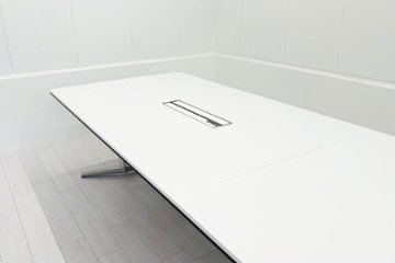 【ポリッシュ脚ピカピカ磨き有！】オカムラ ラティオ 中古 幅4000 大型会議テーブル ミーティングテーブル RATIO 中古オフィス家具 4000/1200/720 ホワイト画像
