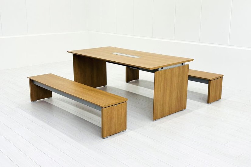 オカムラ プロセルバ ミーティングテーブル ベンチ 【3点セット】 中古 Proselva 中古オフィス家具 幅1800画像