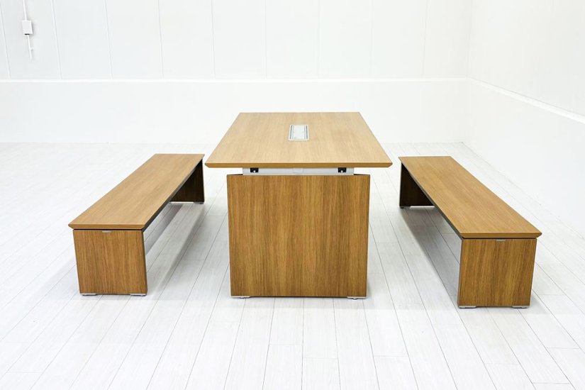 オカムラ プロセルバ ミーティングテーブル ベンチ 【3点セット】 中古 Proselva 中古オフィス家具 幅1800画像