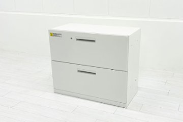 2段ラテラル書庫 中古 スチール書庫 ハイパーストレージ 内田洋行 UCHIDA キャビネット 中古オフィス家具 ホワイト 900/450/755の画像