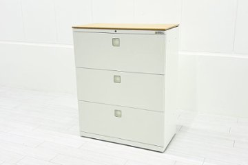 ラテラル書庫 3段ラテラル 中古 オカムラ レクトライン キャビネット 中古オフィス家具 天板付 900/450/1120の画像