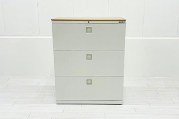 ラテラル書庫 3段ラテラル 中古 オカムラ レクトライン キャビネット 中古オフィス家具 天板付 900/450/1120画像