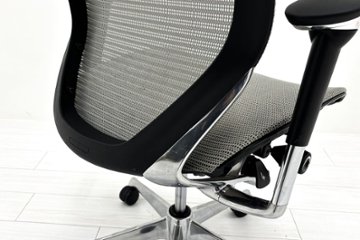中古 バロンチェア オカムラ OKAMURA Baron 中古オフィス家具 ハイバックメッシュ 可動肘 ライトグレー画像