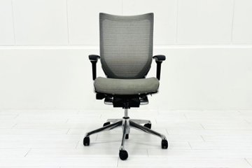 中古 バロンチェア オカムラ OKAMURA Baron 中古オフィス家具 ハイバックメッシュ 可動肘 ライトグレー画像