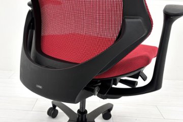 イトーキ エフチェア 中古 2017年製 クッション 固定肘 事務椅子 ITOKI 中古オフィス家具 KF-375JBH-T1M4 レッド画像