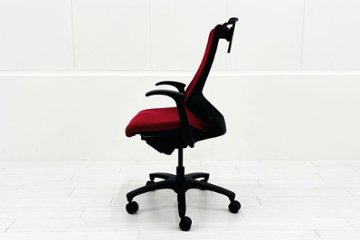 イトーキ エフチェア 中古 2017年製 クッション 固定肘 事務椅子 ITOKI 中古オフィス家具 KF-375JBH-T1M4 レッド画像