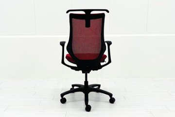 イトーキ エフチェア 中古 2017年製 クッション 固定肘 事務椅子 ITOKI 中古オフィス家具 KF-375JBH-T1M4 レッド画像