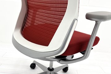 コーラルチェア ハイバック オカムラ 中古 背メッシュ 固定肘 中古オフィス家具 中古チェア Choral レッド画像