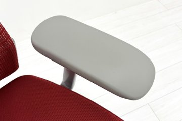 コーラルチェア ハイバック オカムラ 中古 背メッシュ 固定肘 中古オフィス家具 中古チェア Choral レッド画像