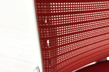 コーラルチェア ハイバック オカムラ 中古 背メッシュ 固定肘 中古オフィス家具 中古チェア Choral レッド画像