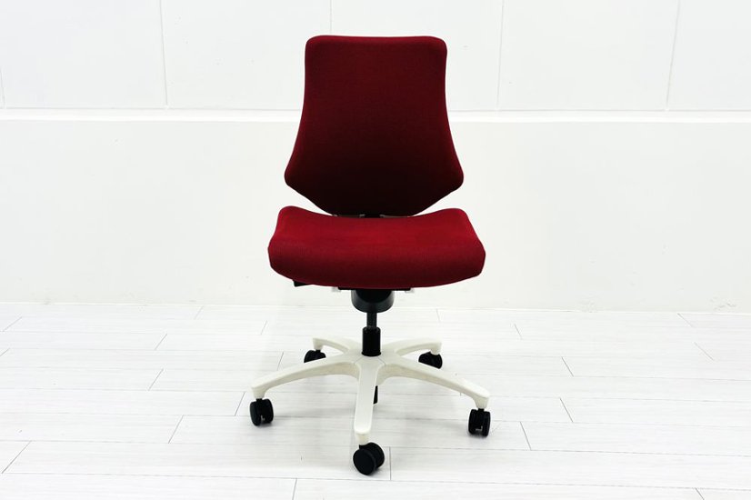 イトーキ エフチェア ローバック 中古 クッション 肘無 事務椅子 ITOKI 中古オフィス家具 レッド画像