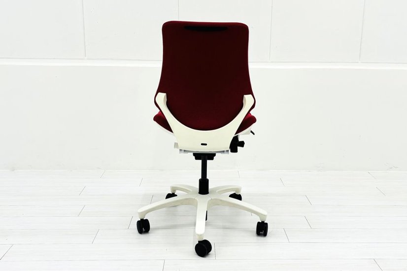 イトーキ エフチェア ローバック 中古 クッション 肘無 事務椅子 ITOKI 中古オフィス家具 レッド画像
