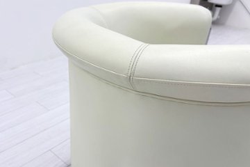 ラウンジチェア シングルソファ 1人用ソファ 中古 多目的チェア 中古オフィス家具 レザー ベージュ系色画像