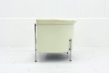 ラウンジチェア シングルソファ 1人用ソファ 中古 多目的チェア 中古オフィス家具 レザー ベージュ系色画像