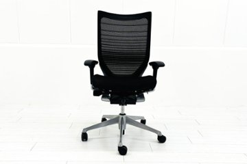 オカムラ バロンチェア 中古 OKAMURA Baron 中古オフィス家具 可動肘 ハイバック グラデーションメッシュ ブラック画像