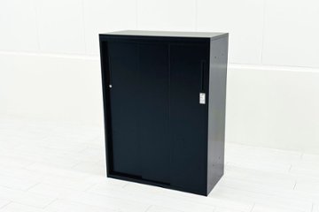 【未使用品】 コクヨ エディア スライド書庫 中古 スチール書庫 ブラック 収納家具 引き違い書庫 中古オフィス家具 800/400/1070の画像