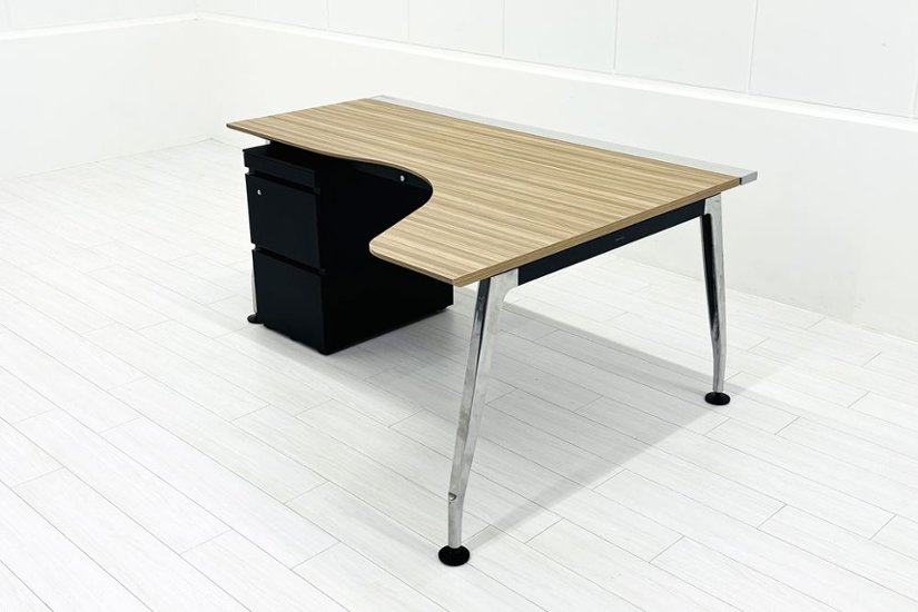 コクヨ サイビ サイドリターンテーブル 3段ワゴン付 L型デスク SAIBI 中古 中古オフィス家具 1600/1200/720画像