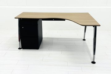 コクヨ サイビ サイドリターンテーブル 3段ワゴン付 L型デスク SAIBI 中古 中古オフィス家具 1600/1200/720画像