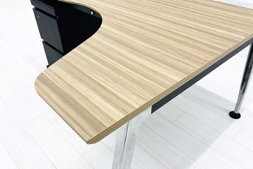 コクヨ サイビ サイドリターンテーブル 3段ワゴン付 L型デスク SAIBI 中古 中古オフィス家具 1600/1200/720画像