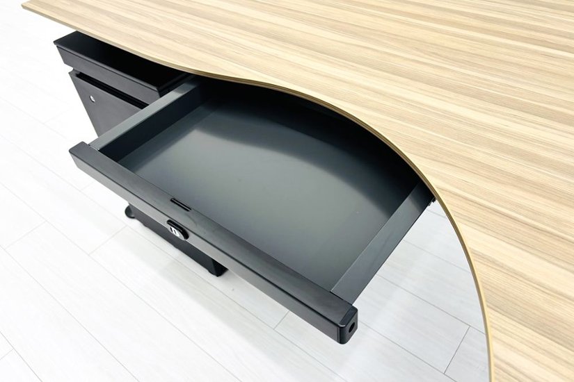 コクヨ サイビ サイドリターンテーブル 3段ワゴン付 L型デスク SAIBI 中古 中古オフィス家具 1600/1200/720画像