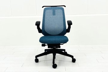 イトーキ ノートチェア 2022年製 中古 ハイバック 可動肘 アジャスタブル肘 ITOKI nort 中古オフィス家具 ダックブルー画像