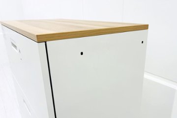 中古キャビネット 3段ラテラル(引き出し)書庫 プラス ホワイト キャビネット 中古オフィス家具 900/450/1125画像