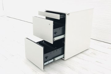 イトーキ インステートワゴン 3段ワゴン 中古キャビネット 収納家具 袖机 脇机 JM-046MPC-W9 ホワイト ワゴン3段画像