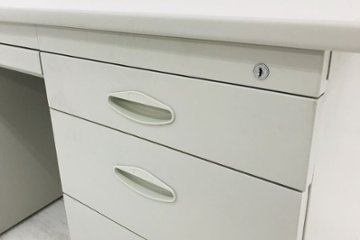 クローバー 両袖机 中古 事務机 W1400 両袖机 3段ワゴン ワゴン3段 中古オフィス家具 画像