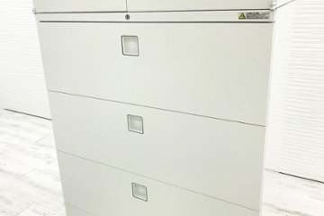 オカムラ レクトライン 中古キャビネット 【4段ラテラル＋2段両開き】上下セット ラテラル書庫 収納家具 中古オフィス家具 ホワイト画像