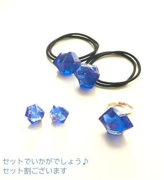 金箔と天然石入り＊ジュエリーヘアゴム２個セット＊２色画像