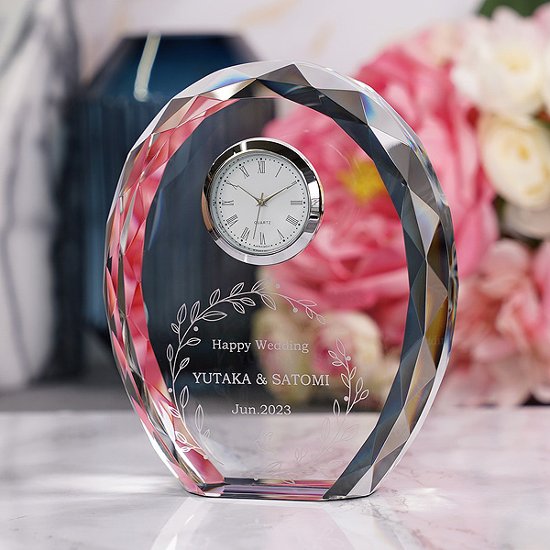 クリスタル クロック ガラス 置き時計 DT-11 彫刻 刻印 表彰 記念 感謝状 記念品 周年 創立 退職 お祝い プレゼント 還暦 喜寿 金婚式 銀婚式 イベント ギフト画像