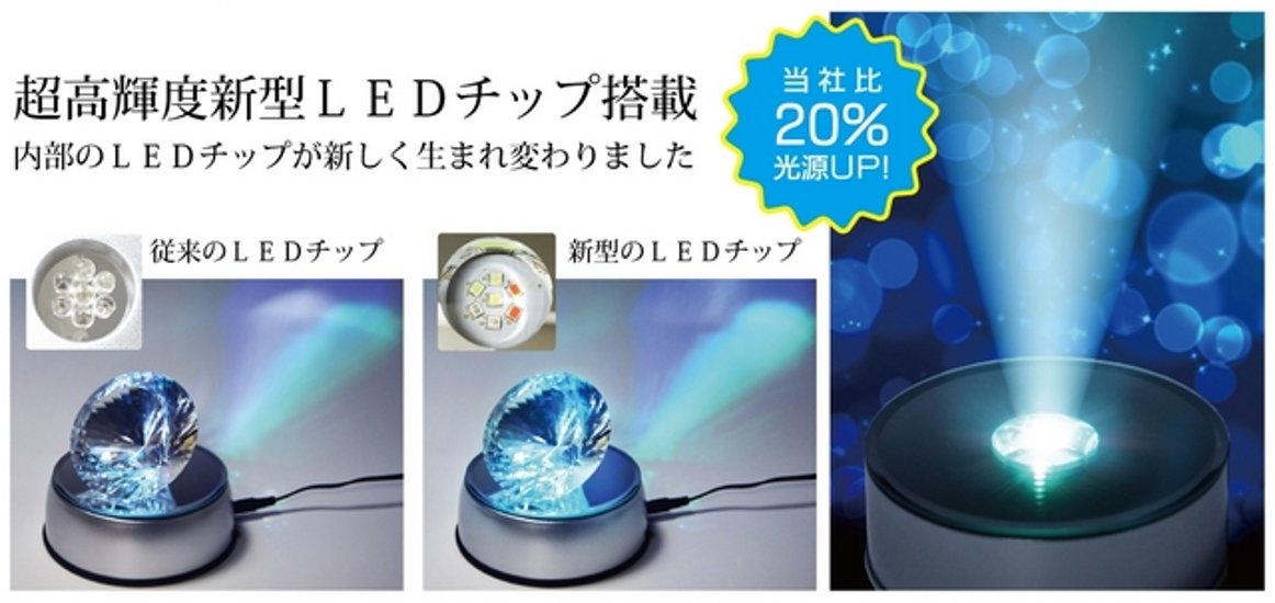 LED 台座 ライト ステージ スタンド 【単色モード搭載 乾電池・別売 ACアダプター 対応】 クリスタル ガラス フィギュア画像