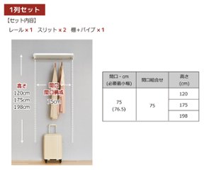 【クローゼット収納セットA 1列 3尺 幅75cm】※高さが選べます※画像