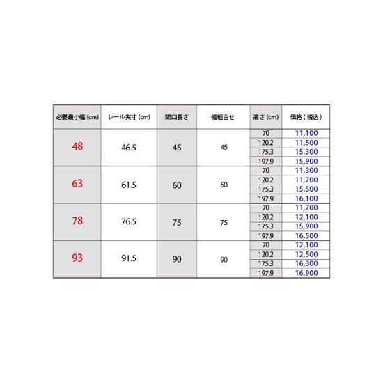 フレームプラン（骨組プラン）　1列タイプ【間口幅60cm】※高さが選べます※画像