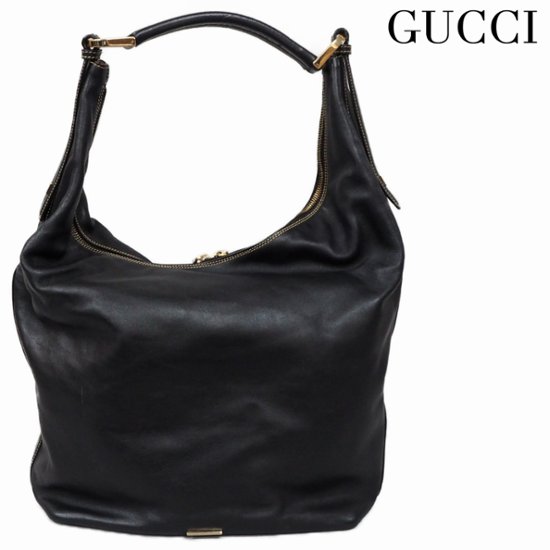 【中古】【良い】 GUCCI グッチ ハンドバッグ ショルダーバッグ レザー 黒色画像