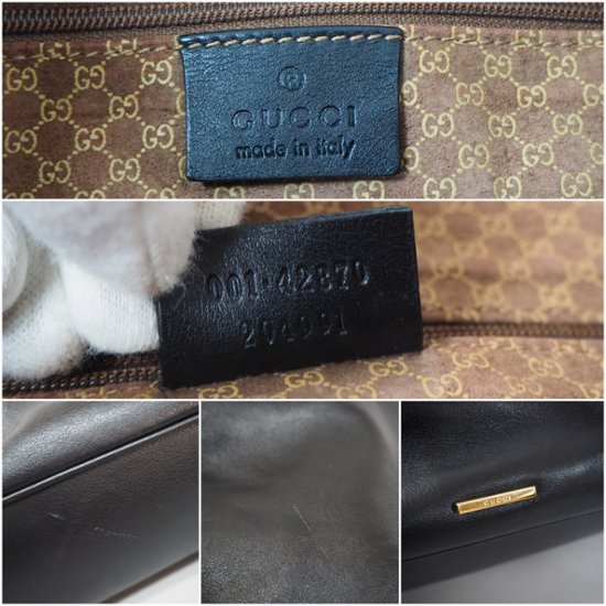 【中古】【良い】 GUCCI グッチ ハンドバッグ ショルダーバッグ レザー 黒色画像