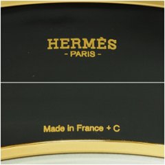 【中古】【ほぼ新品】 HERMES エルメス エマイユGM エナメルブレスレット バングル ブラック/ゴールド画像