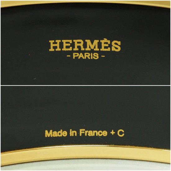 【中古】【ほぼ新品】 HERMES エルメス エマイユGM エナメルブレスレット バングル ブラック/ゴールド画像