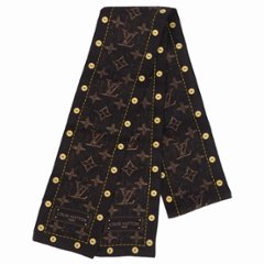 【中古】【非常に良い】 LOUIS VUITTON ルイ・ヴィトン バンドー・モノグラム ツイリー スカーフ ヘアバンド モノグラムロゴ シルク ダークブラウン画像