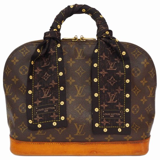 【中古】【非常に良い】 LOUIS VUITTON ルイ・ヴィトン バンドー・モノグラム ツイリー スカーフ ヘアバンド モノグラムロゴ シルク ダークブラウン画像