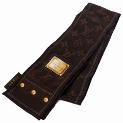 【中古】【良い】 LOUIS VUITTON ルイ・ヴィトン モノグラム ニューデニムツイリー スカーフ バンドー ブラウン M72338の画像