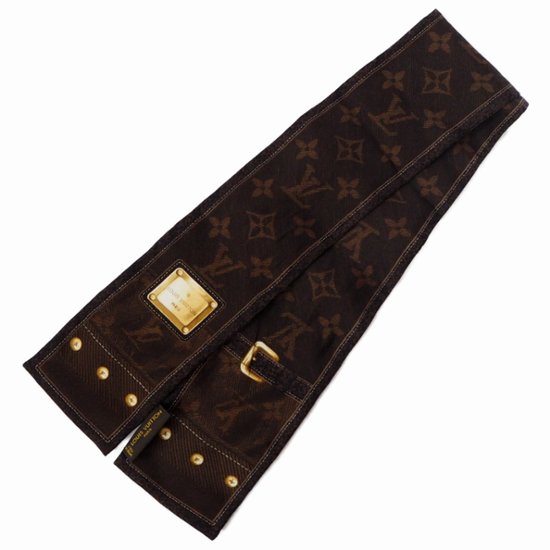 【中古】【良い】 LOUIS VUITTON ルイ・ヴィトン モノグラム ニューデニムツイリー スカーフ バンドー ブラウン M72338画像