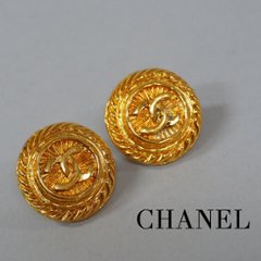 【中古】【可】 OLDCHANEL オールドシャネル ヴィンテージシャネル イヤリング ココマーク サークルモチーフ 93Pの画像