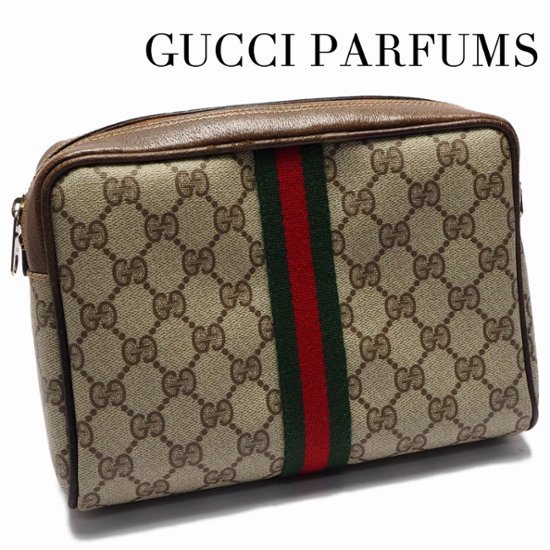 【中古】【良い】OLDGUCCI オールドグッチ GUCCIPARFUMS グッチパフューム シェリーライン クラッチバッグ コスメポーチ 化粧ポーチ 1972年 70'S 画像