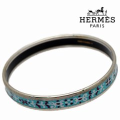 【中古】【可】 HERMES エルメス ブレスレット バングル エマイユPM メタル 七宝焼き 水色の画像