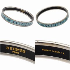 【中古】【可】 HERMES エルメス ブレスレット バングル エマイユPM メタル 七宝焼き 水色画像