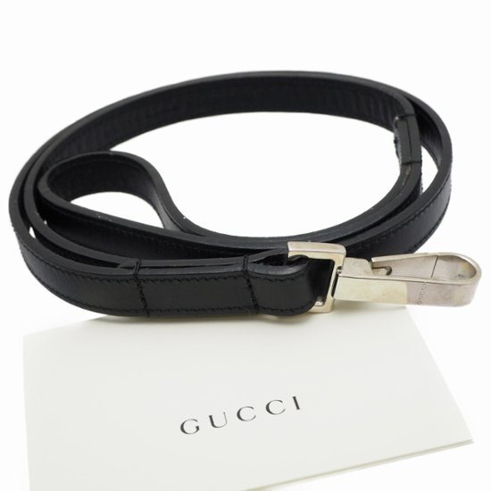 【中古】【良い】 GUCCI グッチ ペット用リード ドッグストラップ 小型犬 中型犬 レザー ブラック画像