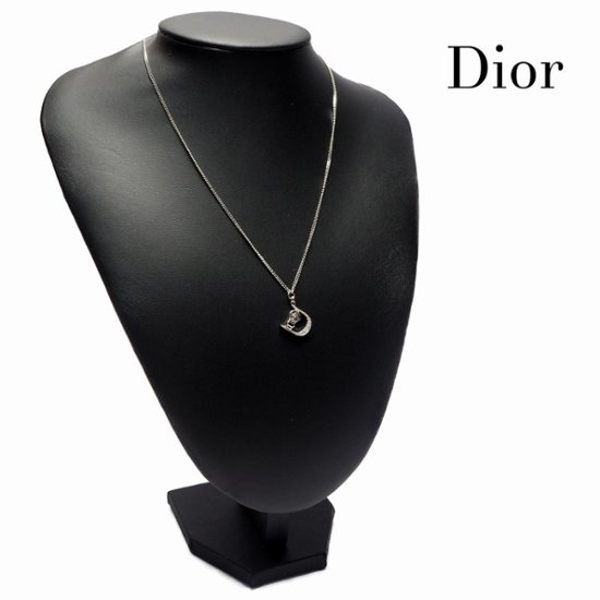 【中古】【良い】 Christian Dior クリスチャンディオール ラインストーン ネックレス ペンダント画像